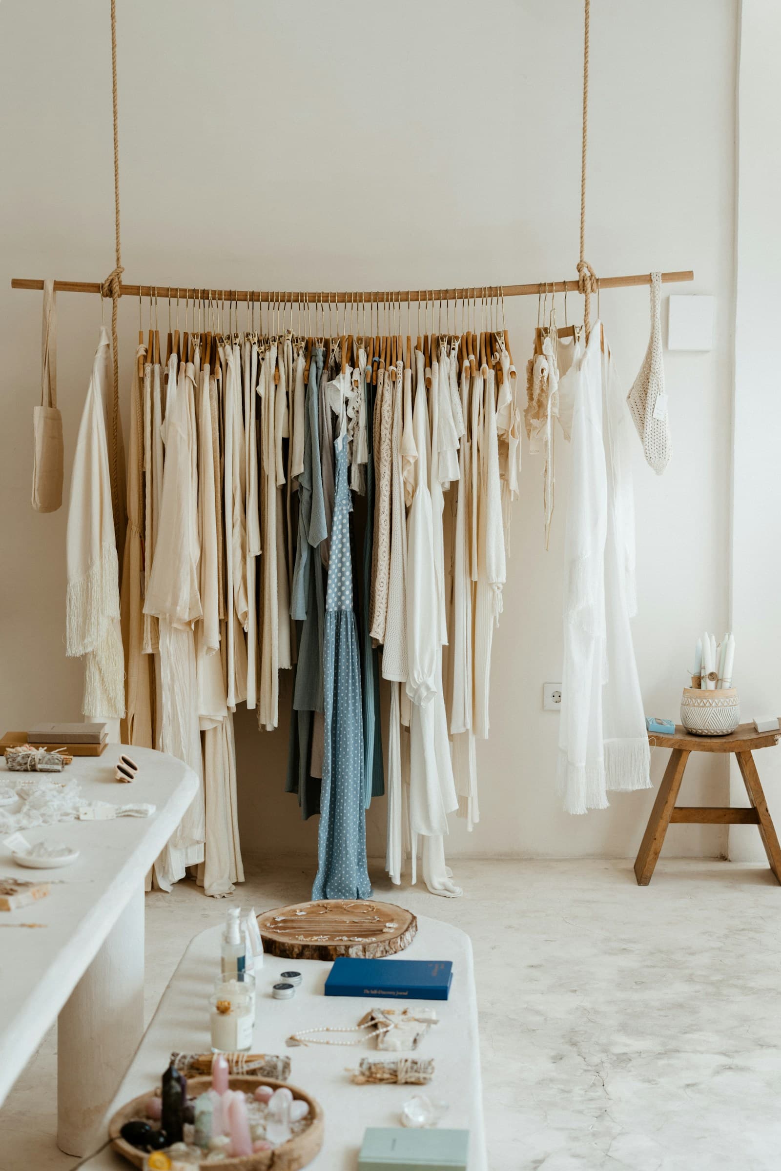 New apparel arrivals on a boutique rack