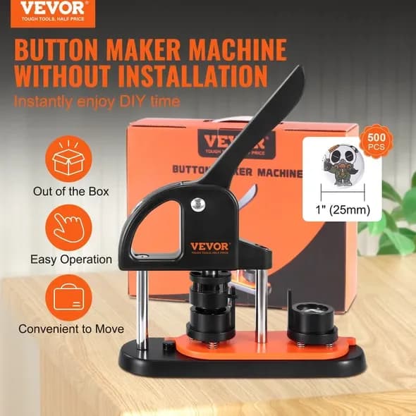 Button Maker Machine, 0.98 Inch 25mm Pin Maker With 500pcs Button Parts, Button Maker With Panda Magic Book, Ergonomic Arc Handle Punch Press Kit, For Children DIY Gifts And Christmas