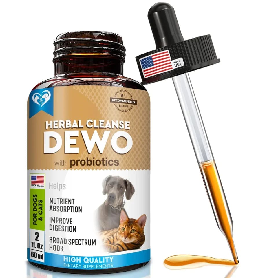 Cats And Dogs Natural Worm Treatment With Probiotic Liquid Herbal Medicine Prevention Medication Supplement Drops For Kitten And Puppies For