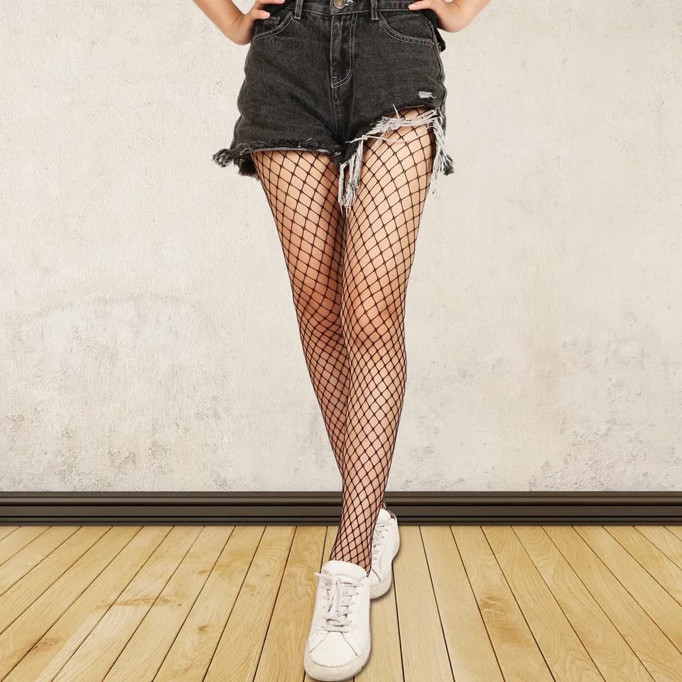 1Pc Women Fishnet Tights Sexy High Waist Fishnet Pantyhose Stretchy Mesh Hollow Out Tights Stockings With Medium Large Hole Choices