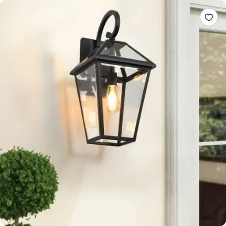 21inch 1 Pack Outdoor Wall Lantern Light Modern Black Metal & Clear Glass Sconce For Porch, Patio, And Garden Lighting Bulb Not Included