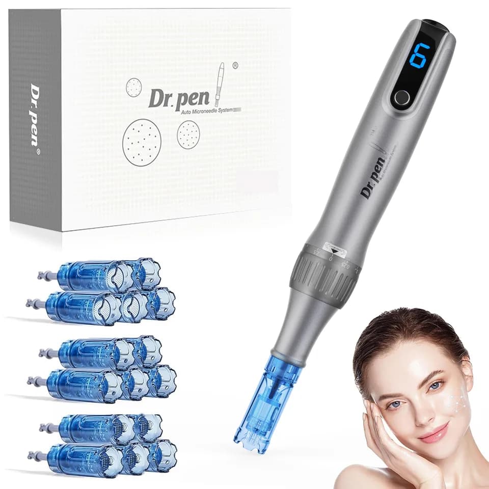 Electric Microneedle Derma Roller Pen With 15pcs Replacement Kit - Microneeding 0.25 Mm Derma Roller Beauty Pen For Women Men Tools