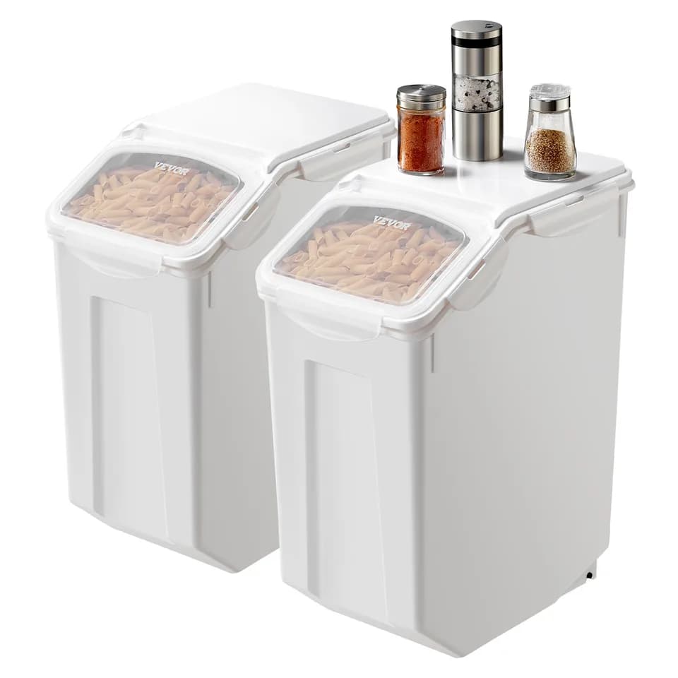 4.5Gal/20Lx2 Large Ingredient Storage Container Airtight Kitchen Flour Bin