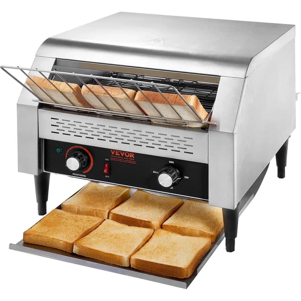 Commercial Conveyor Toaster, 450 Slices/Hour Conveyor Belt Toaster, Heavy Duty Stainless Steel Commercial Toaster Oven, Electric Restaurant Commercial Toaster For Toast Bun, Bagel, Bread