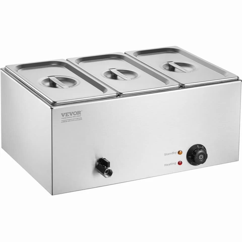 Commercial Electric Food Warmer 3-Pan Countertop Buffet 24QT Bain Marie
