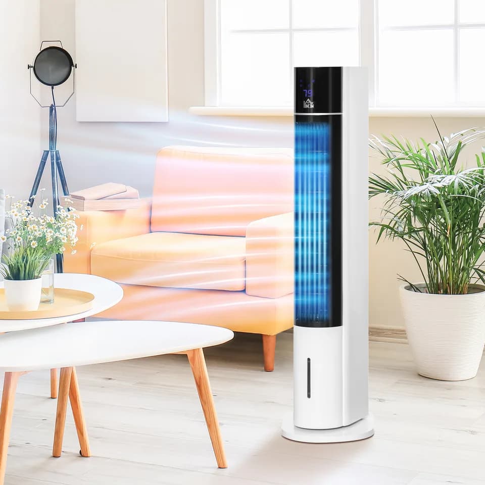42" 3-In-1 Air Cooler, 52° Oscillating Portable Swamp Cooler with Humidifier, 3 Modes, 3 Speeds, 12H Time, White