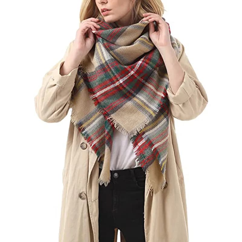 59 X 59in Women Scarf Plaid Tassel Soft Warm Blanket Scarves Womens Shawl Wrap