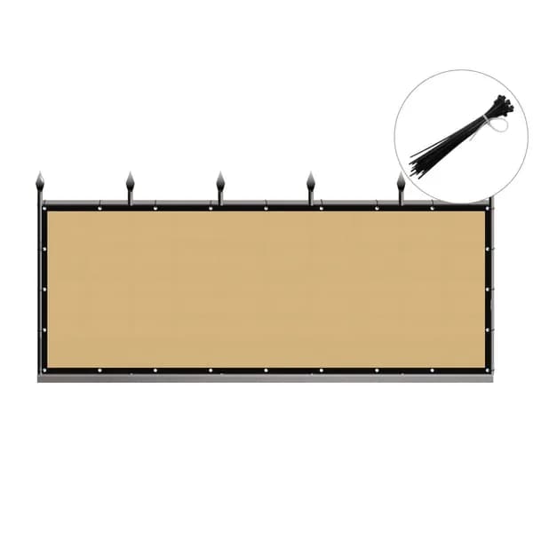3ft*12ft Beige Sunshade Fence, An Outdoor Sun-proof And Heat-insulating Fence, A Must-have For Patios And Terraces