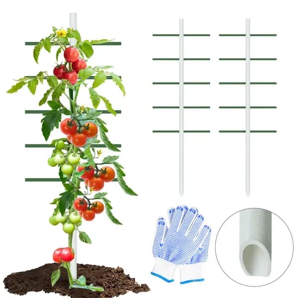 6ft*2ft 2PC White Round Tube Climbing Trellis, Stylish, Simple, Durable, And Creates A Beautiful Space Filled With Greenery.