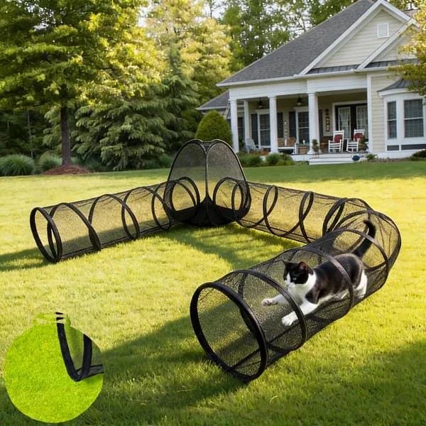 Outdoor Cat Enclosure, Portable Cat Tents For Outside, Cage Free Outside Cat Playpen Pet Enclosure, Cat Tunnel Outdoor Playground For Indoor