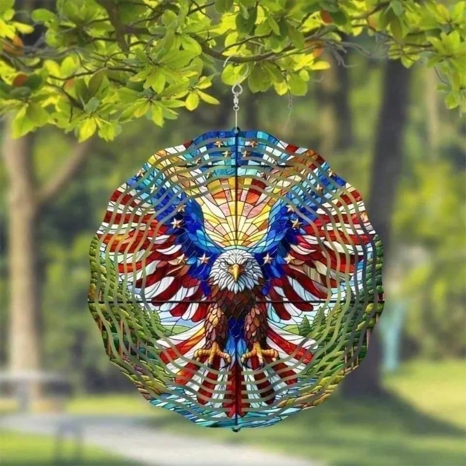 3D American Flag Wind Spinner - Patriotic Eagle Spinner