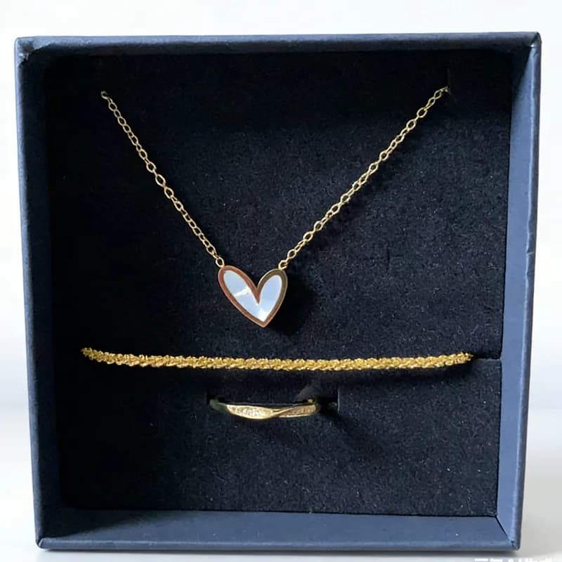 3pcs Golden Accessory Set, Featuring A Trio With A Gold Texture Necklace Bracelet Ring, An Elegant And Sophisticated Golden Ensemble