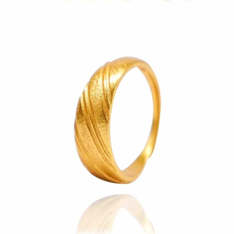 24k Gold Jewelry,Gold Dome Croissant Band Ring, Stackable Ring, Signet Ring, Women Jewelry Minimalist Chic Style