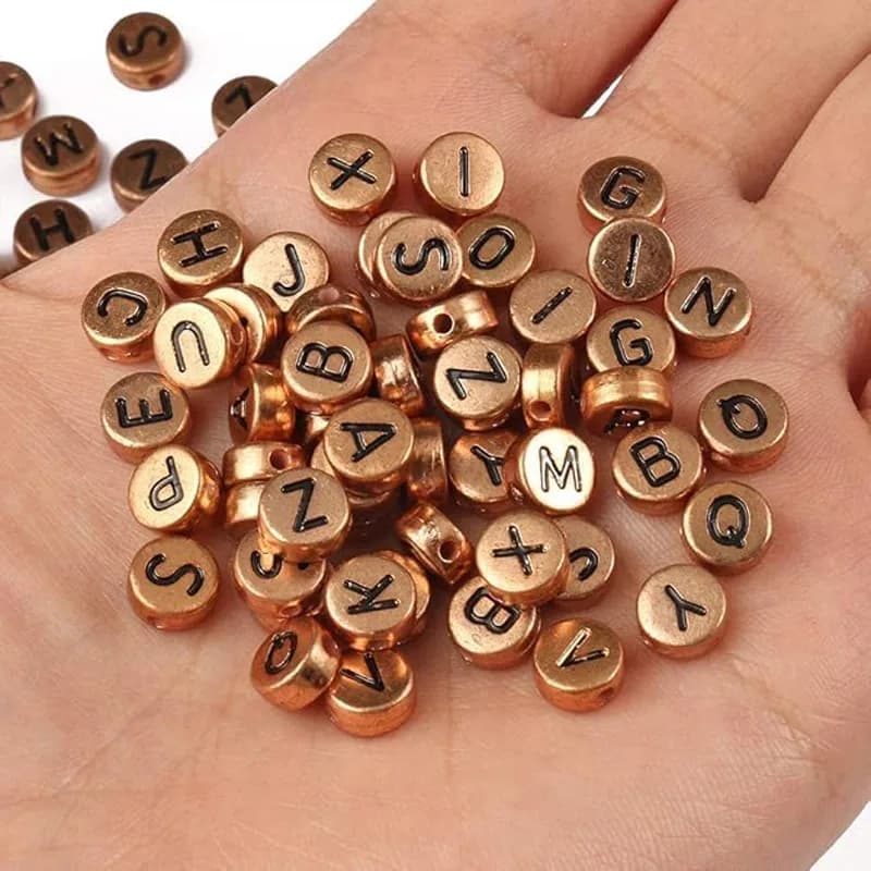 800pcs Silver Golden Bronze Colored Letter Beads For Jewelry Making Bracelet Hair Braids Crafts