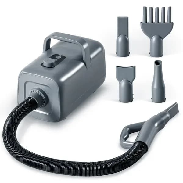 1550W High Velocity Pet Blow Dryer With Heater For Grooming, Speed Temperature Adjustable Dog Blower Grooming Dryer With 4 Nozzles