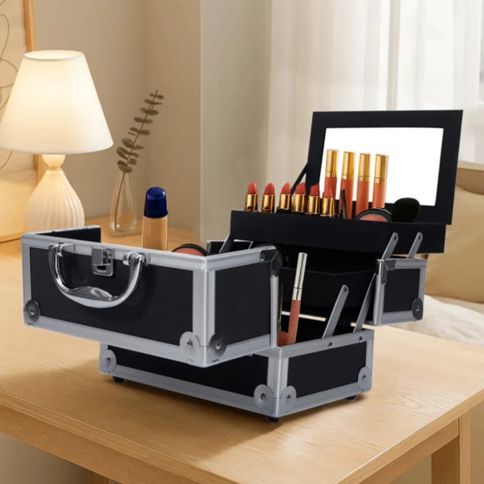 Handheld Makeup Bag With Jewelry Storage Compartment And Mirror