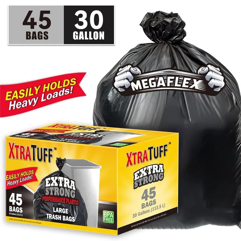 45 Extra-thick, Leak-proof Garbage Bags, Suitable For Home, Commercial, And Various Other Uses. A Great Helper For Home Cleaning.