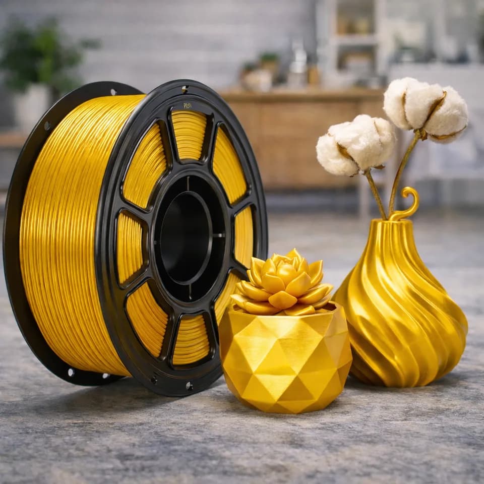 Silk PLA Filament 1.75mm, 1.1kg Spool, Glossy Shiny Finish, Smooth Printing 3D Printer Filament