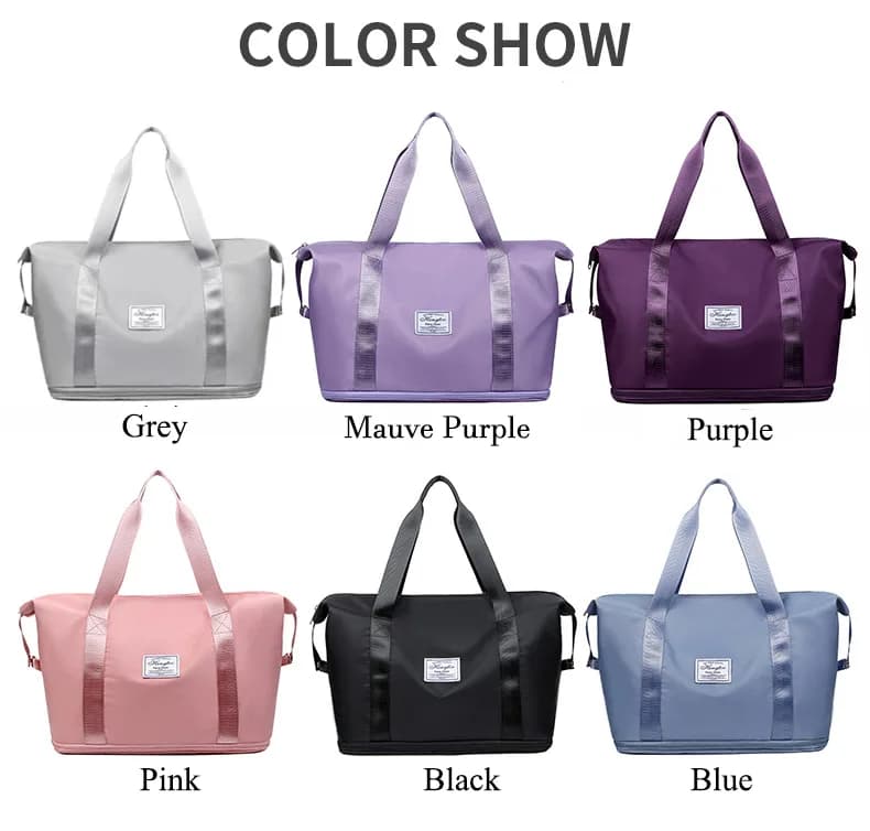 Large Capacity Expandable Gym Bag For Women - Waterproof Travel Duffel With Wet Pocket,Versatile Yoga Sports Bag With Shoe Compartment ,Stylish Tote & Shoulder Bag For Gym & Weekender