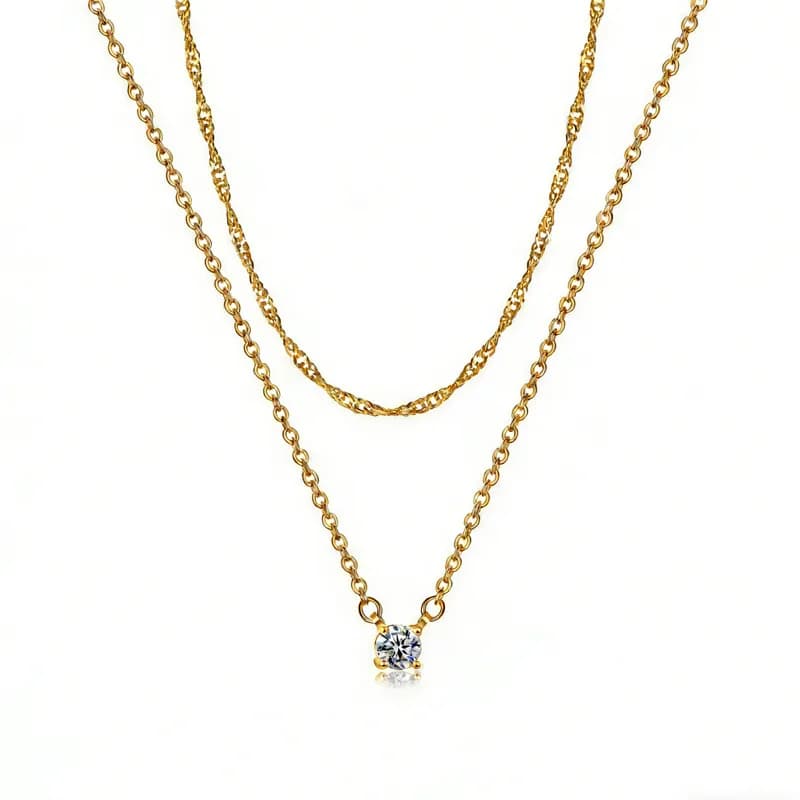 14K Gold Solitaire Pendant Necklaces