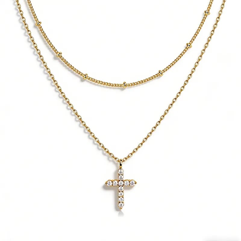 COLORFUL BLING Cubic Zircon Cross Necklace