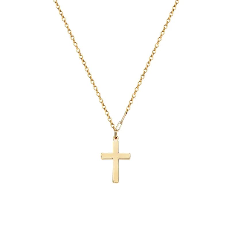 14K Gold Plated Small Cross Pendant Necklace
