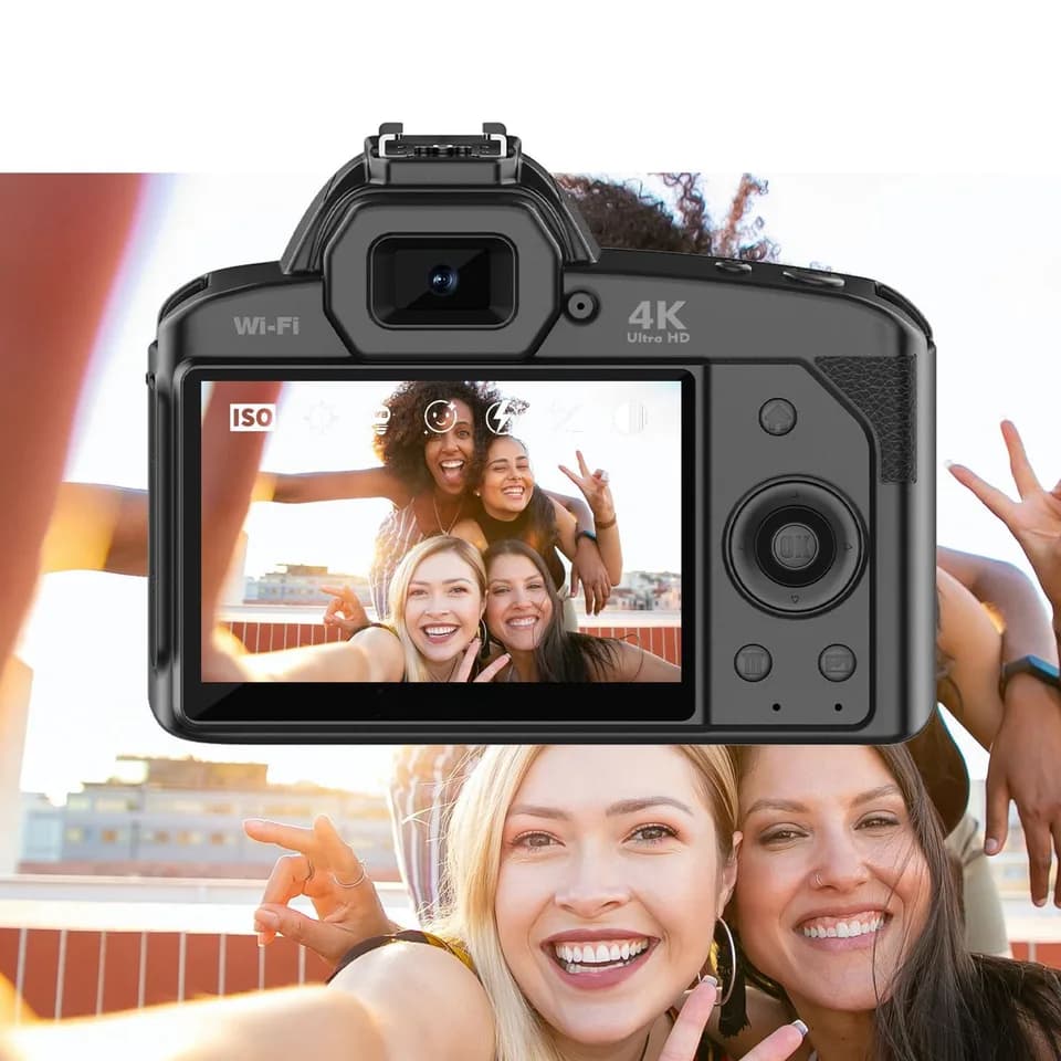 Digital Camera 3 Inch IPS Screen 4K 64MP 16x Digital Zoom Night Vision Wireless Dual Cameras Camcorder With Memory Card 32G