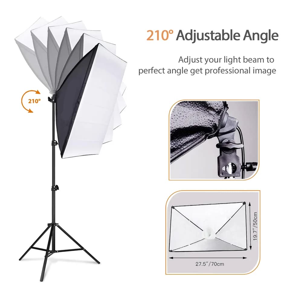 Studio Photography Light Kit Softbox Lighting Set Including 85W 3000K-6000K Bi Color Temperature LED Light Softbox Light Stand Boom Arm