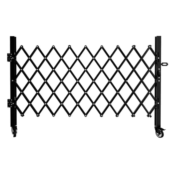 Foldable Security Gate, Expandable Safety Barrier With 360' Swivel Casters Lockable Design, Portable Mobile Rolling Barricade For Garage, Warehouse, Driveway And Pool Areas - 87' H X 85' W