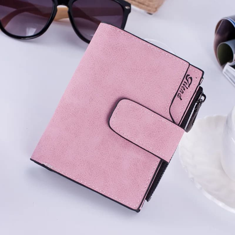 Vintage Snap Closure Matte Finish Women's Short Wallet, Multi Card Holder Zipper Purse, Portable Coin Pocket