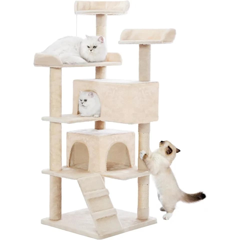 Made4Pets 56-inch Multi-Tier Cat Tree, Indoor Cat Cat Bed, Scratching Post, Toy, Activity Center, Playhouse, Kitten