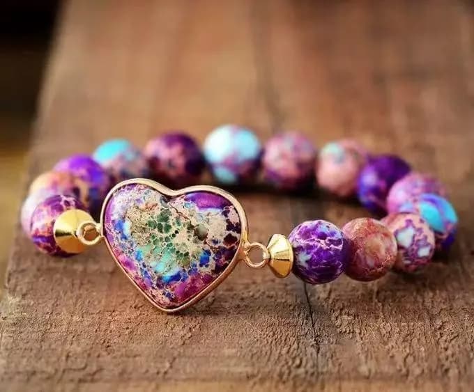 Heart-shaped Double-layer Woven Bracelet, European And American Style Natural Stone Adjustable Bracelet