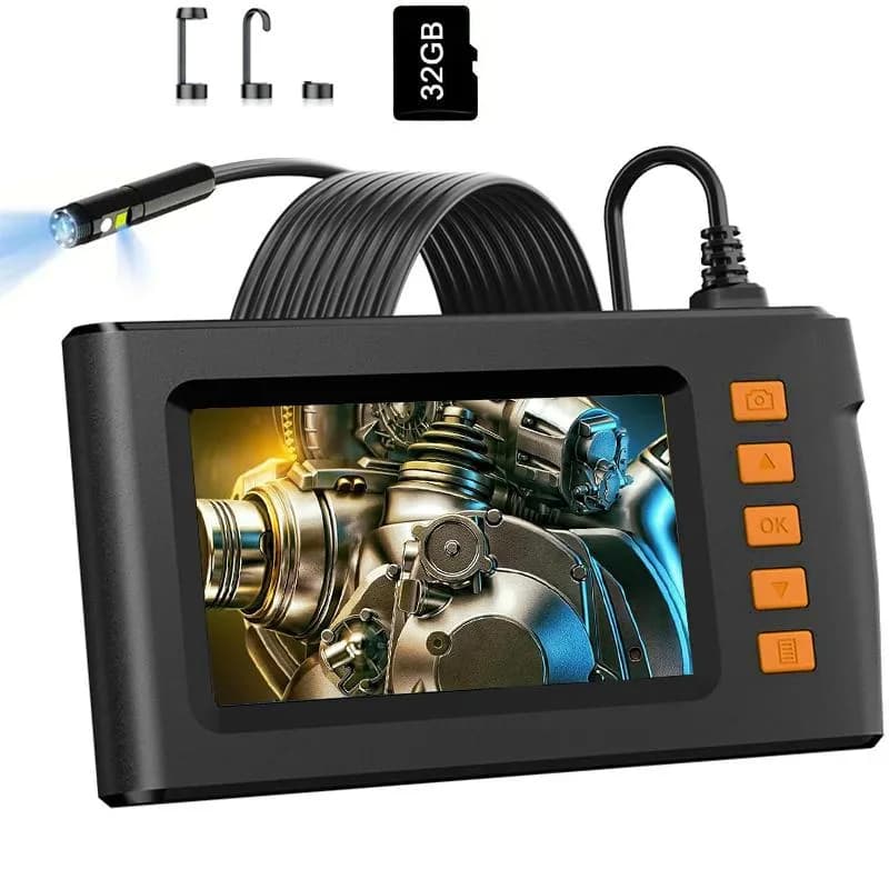 Dual-Lens Endoscope With Light, 4.3-Inch Screen, 32GB Memory Card, 16.5 Feet