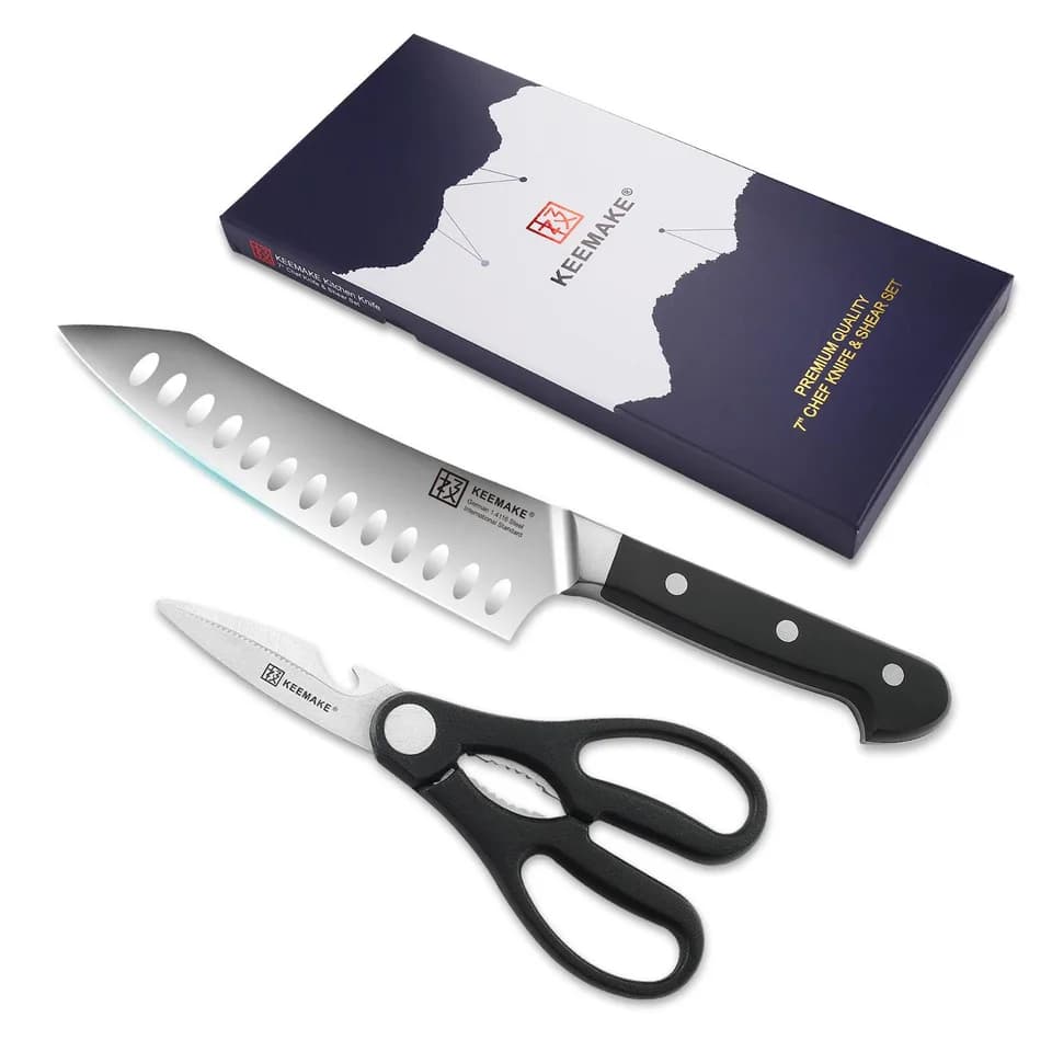 2-Piece Chef's Knife And Kitchen Shears Set Stainless Steel Slicing Knife Gift Set