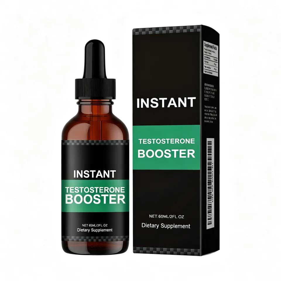 Instant Testosterone Booster Drops, Natural Dietary Supplement With Shilajit & Ginseng Extract, Fast Absorption Energy Support For Men, 60ml