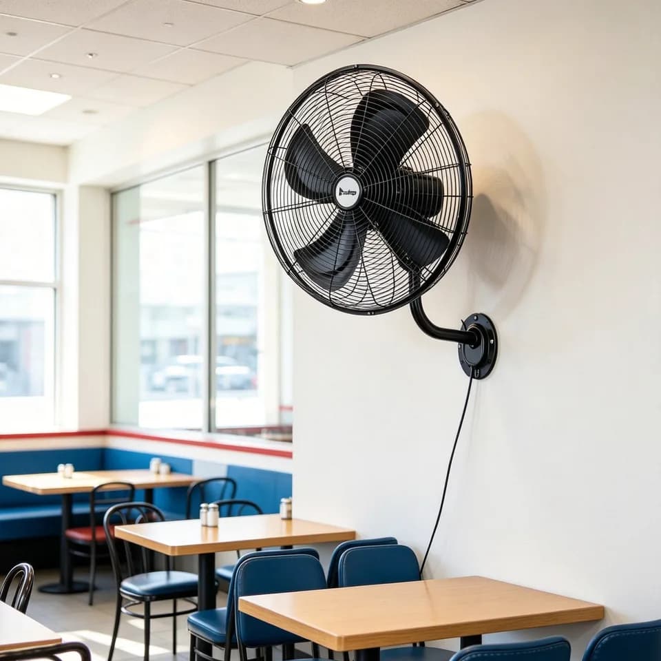 18 Inch High Velocity Oscillating Wall Mount Fan, 3 Speed Heavy Duty Metal Industrial Wall Fan, Horizontal Oscillation & Tilt Adjustable, 110V Wall Fan For Commercial Restaurant Garage Worksho