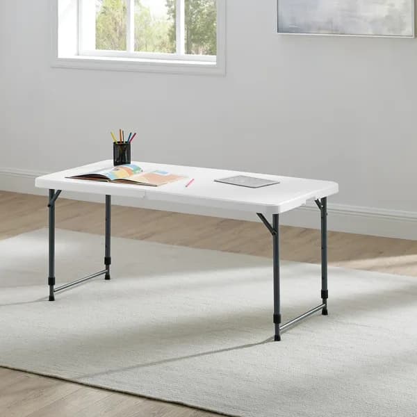 4 Foot Adjustable Height Folding Plastic Table, White Shipment From Walmart