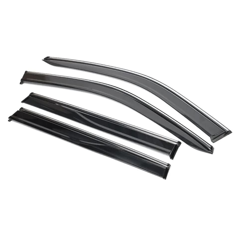 Fits 17-23 J Eep Compass MP Polycarbonate W-Chrome Trim Window Visors Deflector