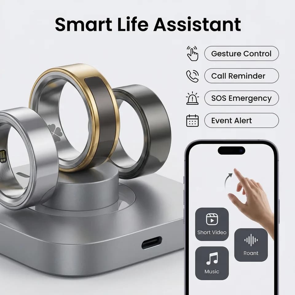 Smart Ring Health Tracker Fitness Ring Heart Rate Blood Oxygen Sleep Monitor Smart Ring For Men Women