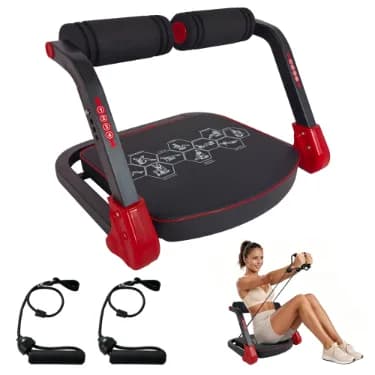 Ab Core Trainer Abdominal Machine For Home Gym With Resistance Bands Red