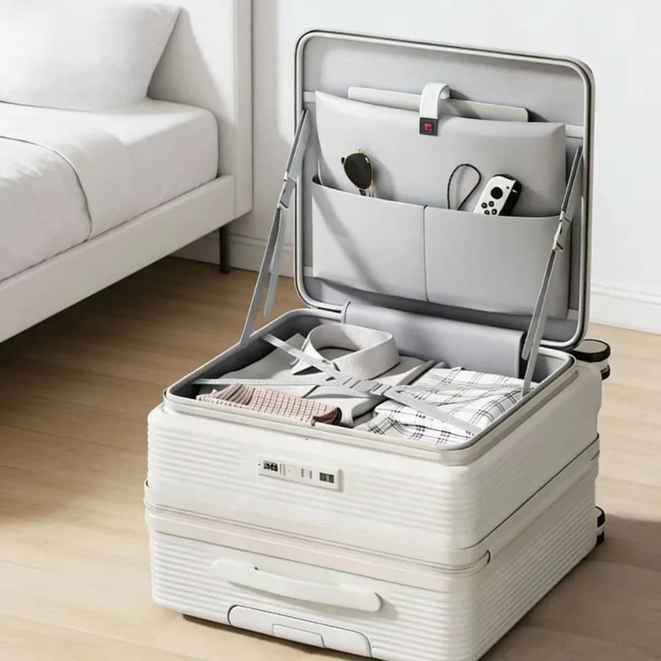 Only Supports Self Pickup Brand New 20 Inch Side Opening Small Luggage Compartment With Cup Holder, USB Port, Multifunctional Luggage, Boarding Password Box, Sturdy And Durable, Lightweight Travel B