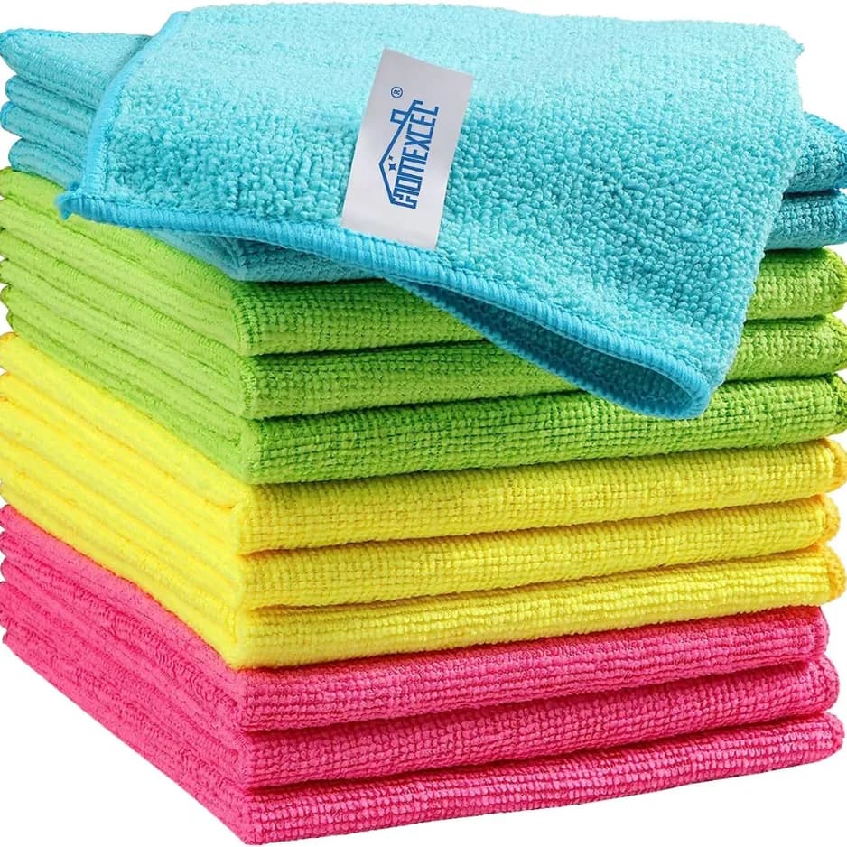 12-Pack Microfiber Cleaning Cloths - Lint-Free, Absorbent Rags For Kitchen, Cars & Windows Multi-Color