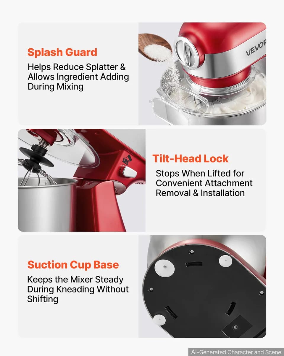 5.3 Qt Tilt Head Stand Mixer 400W Electric Dough Mixer, 10 Speeds Food Kitchen Mixer With Stainless Steel Bowl, Splash Guard, Dough Hook, Whisk, Beater, For Baking Mixing
