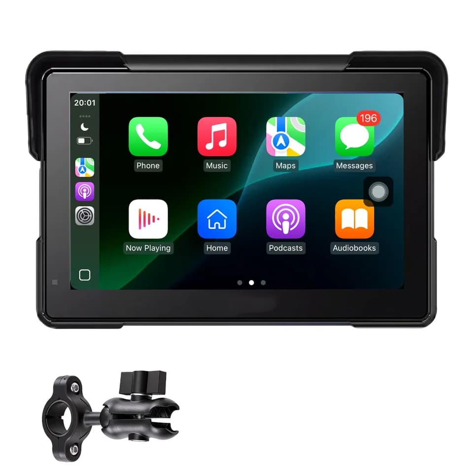 7 Inch Wireless Motorcycle Carplay With Apple Carplay & Android Auto, HD Touchscreen GPS Navigation System With Voice Control, Dual Bluetooth, Siri & Google Assistant, IP67 - Fit All Motorcycles