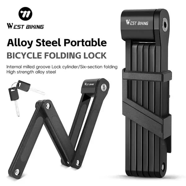 Bicycle Folding Lock 2 Keys 87cm High Security Alloy Steel Lock For MTB Road Bike E-Bike Anti-Theft Foldable Lock