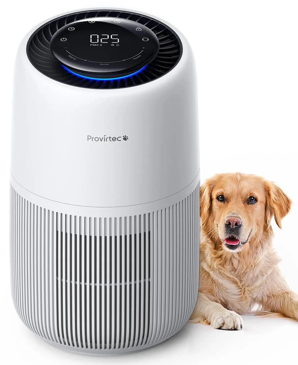 Pet Air Purifier Enhanced Activated Carbon Air Intake For Hair Odor Dander Allergies, 5-Stage H13 True HEPA, Pet Pre-Filter PM2.5 Auto Mode For Bedroom HomeP
