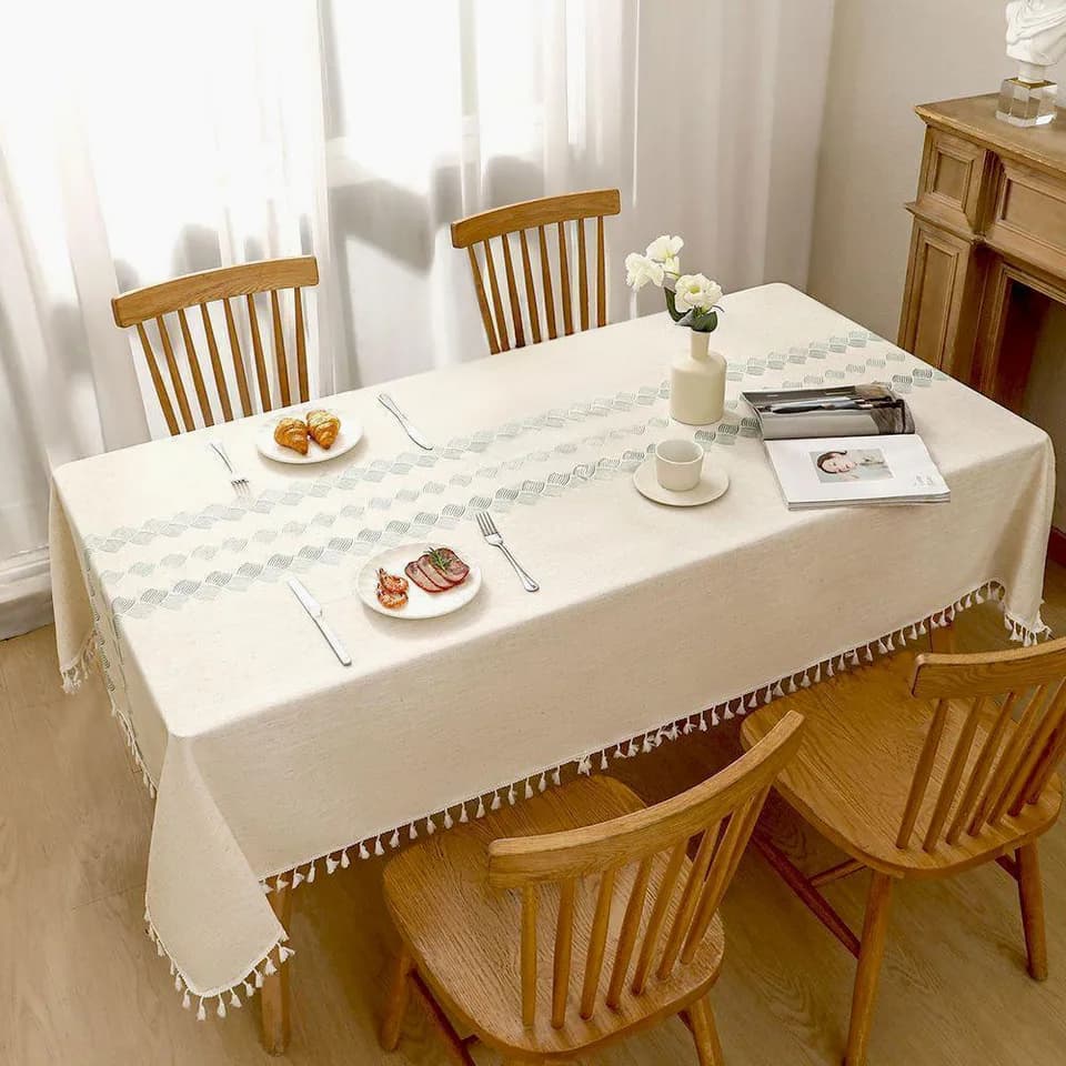 Cotton Linen Tablecloth Farmhouse Decor Waterproof Table Cover For Dining Room Table Daily Dinner