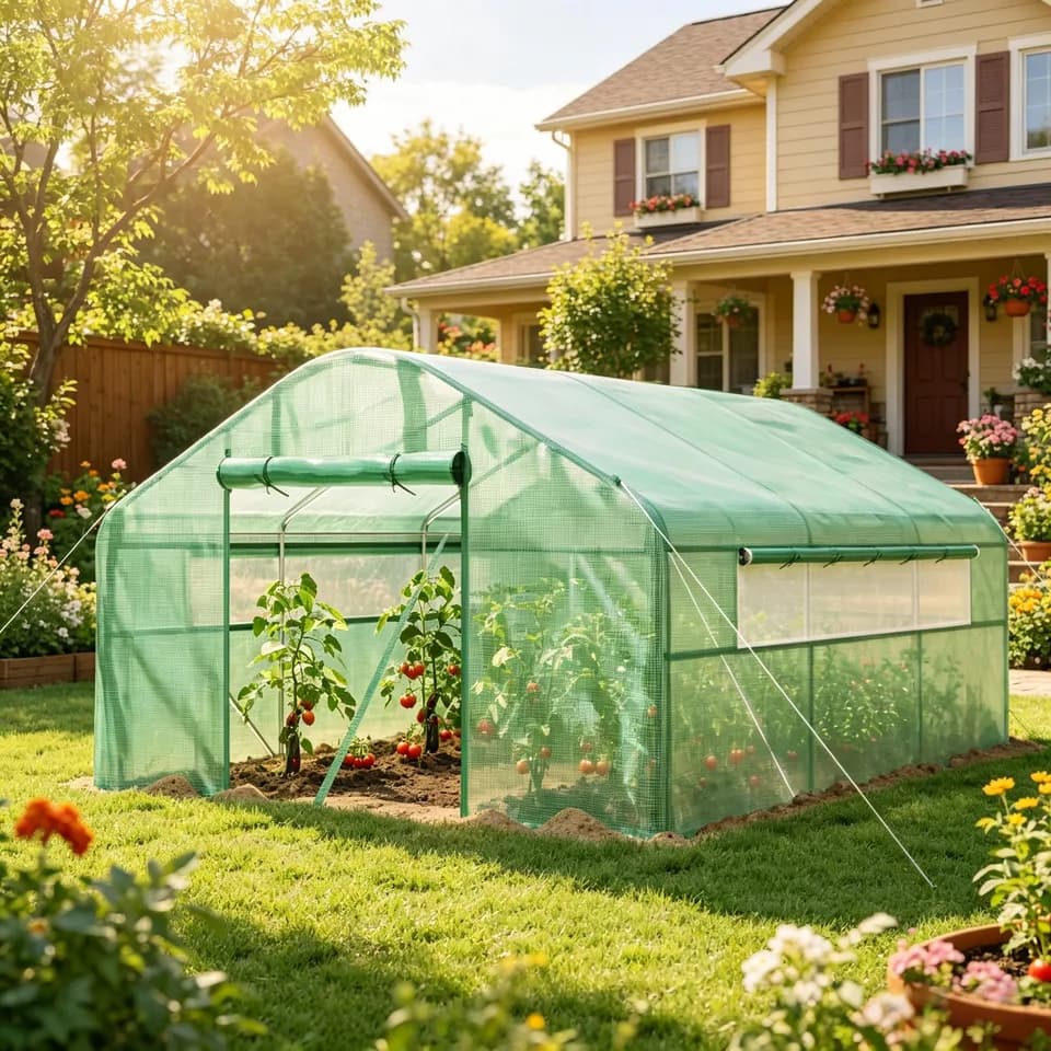 Outdoor Greenhouse,Hoop House with Large Windows,Spacious Design Tunnel Greenhouse
