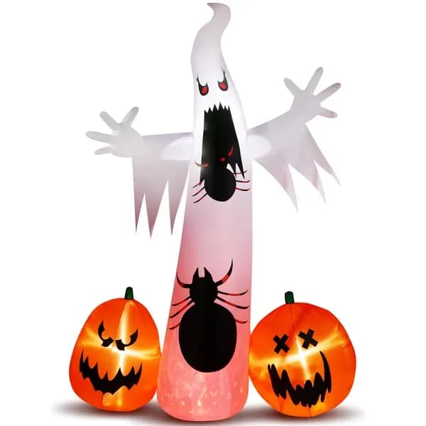 11.8 FT Halloween Inflatables Ghost Spider Pumpkin Outdoor Decorations, Scary Halloween Giant Blow Up Ghost Decorations For Holiday Party Front Yard Lawn Garden Decor