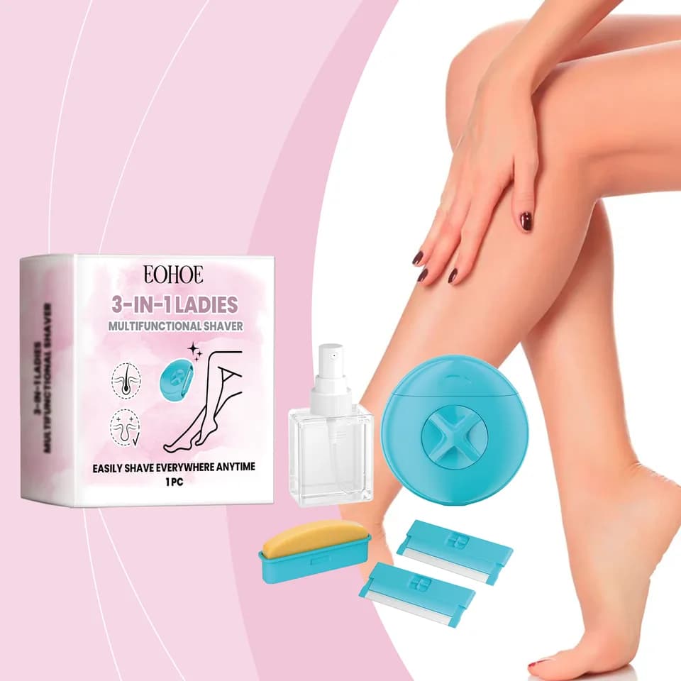 3in1 Women Shaving Razor, Portable Ladies Multifunctional Shaver With Moisturizing Soap & Spray Bottle, Travel Friendly Body Hair Remover For Legs Arms